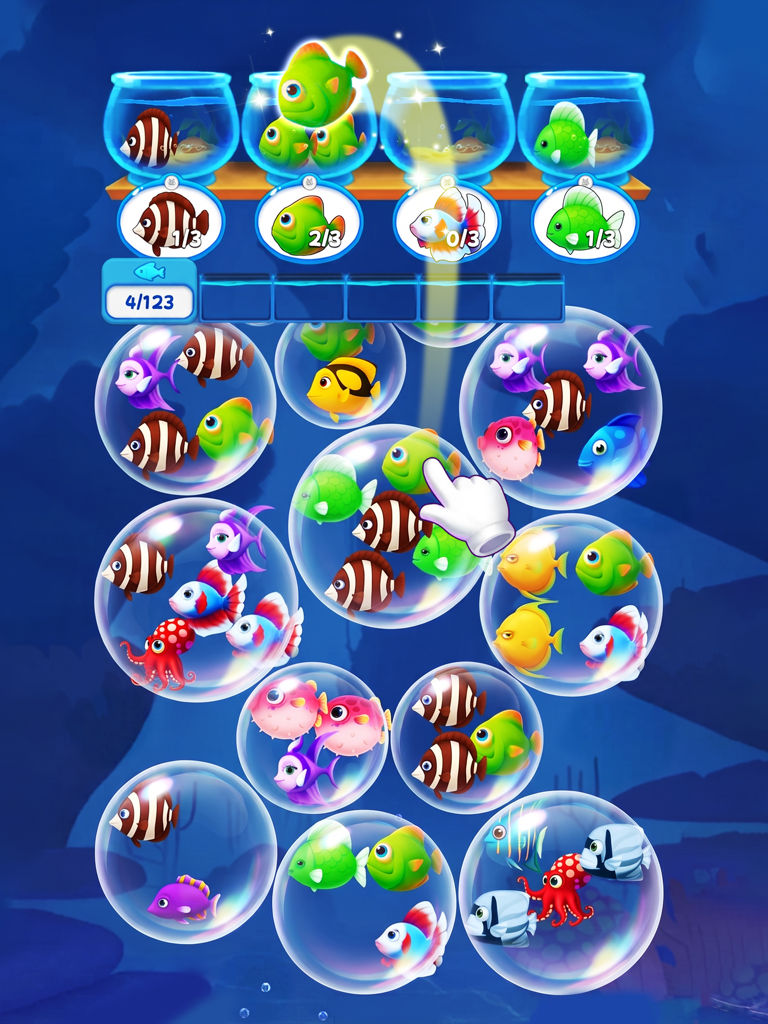 Fish Sort Puzzle:フィッシュソート泡を消そうの公式ゲーム画面